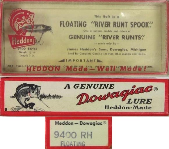 Vintage Fishing Lures - 1 7/8 Heddon Tiny Runt and 2 1/4 Hedden