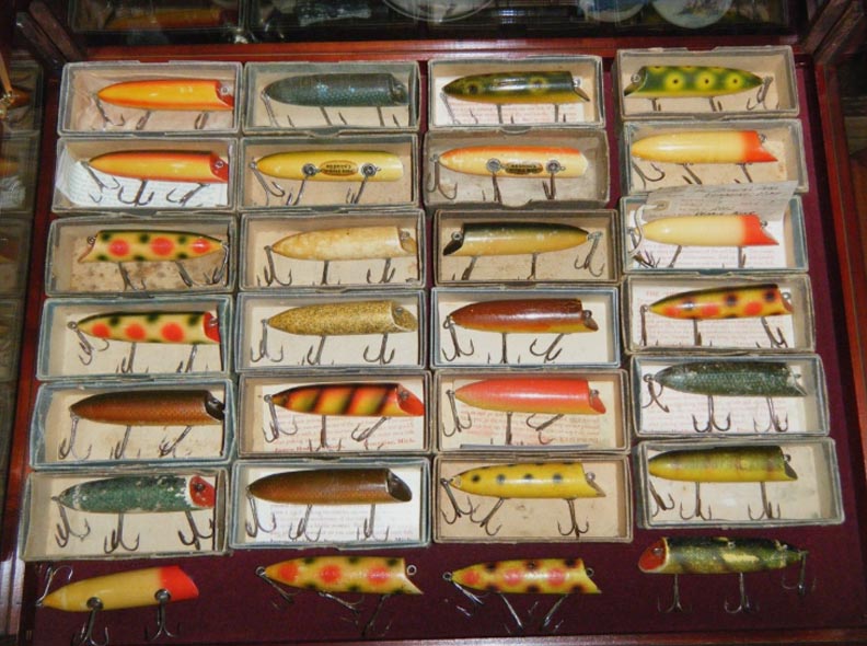 Collection Of Vintage Heddon Fishing Lures W Case